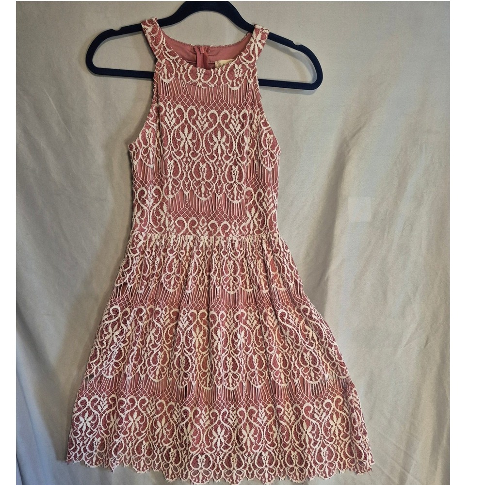 Altard State XS Pink Lace Halter Dress Sleeveless Party Cocktail